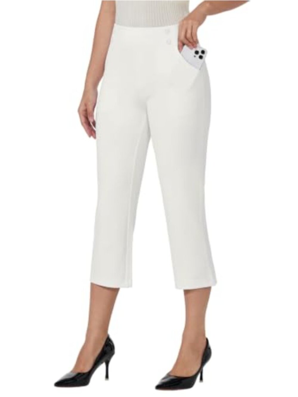 Women's Dress Yoga Capri Stretch Straight Leg Office Pants 21" Inseam